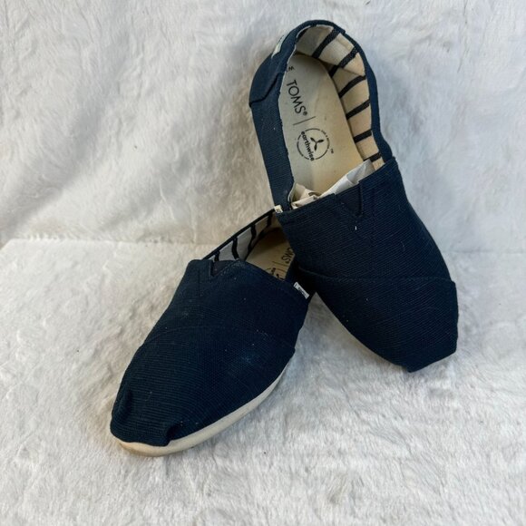 Toms Shoes - Toms Womens Navy Blue Canvas Espadrille Flats Shoes Size W7.5 Alpargata